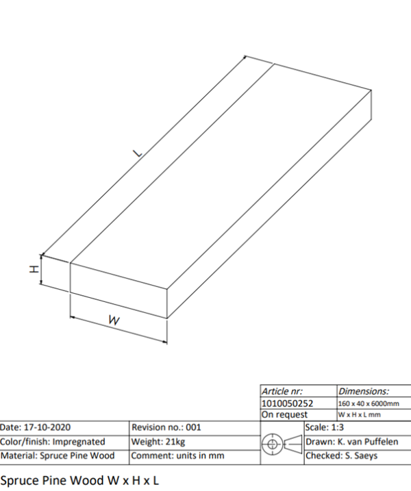 Container Gulv Træ - 160 mm x 40 mm x 6000 mm