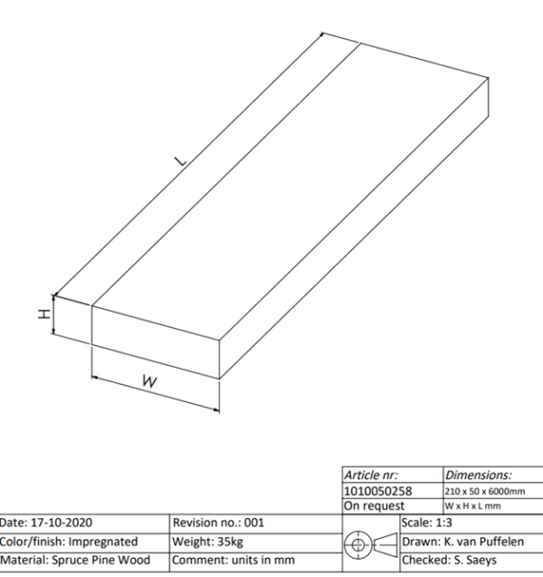 Container Gulv Træ - 210 mm x 50 mm x 6000 mm