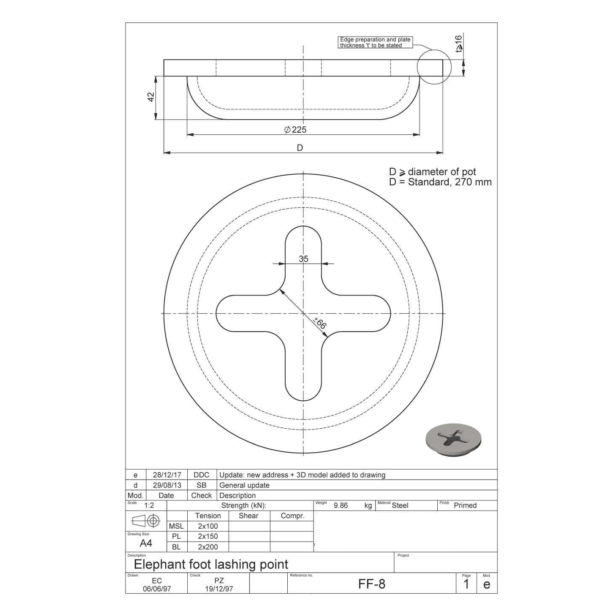 FLUSH ELEPHANT FOOT LASHING POINT WITH COLLAR - FF-8 - Image 2