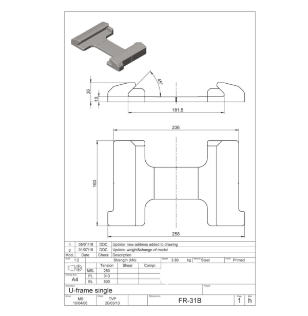 RAISED SINGLE U-FRAME FOUNDATION 45° - FR-31B - Image 2