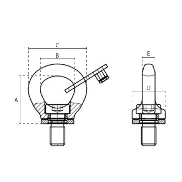 M16x24 Justerbar Øjebolt med Svirvel - Grade 80 - Image 2