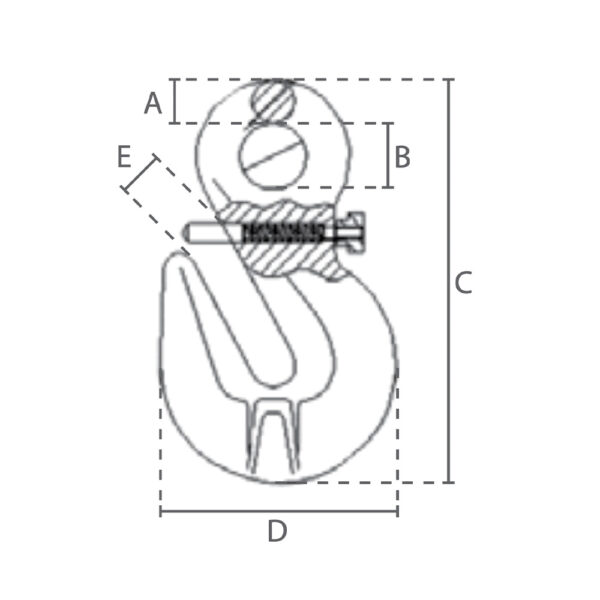 8 mm Opkorterkrog med Øje & Sikkerhedspin - Grade 80 - Image 2
